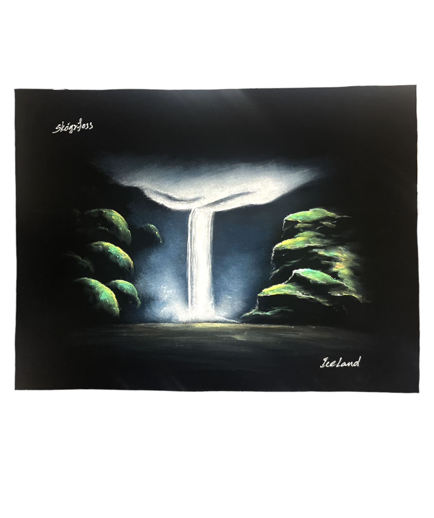 Iceland Themed Painting on a Velvet Fabric by Skuggi Iceland Themed Painting on a Velvet Fabric by Skuggi